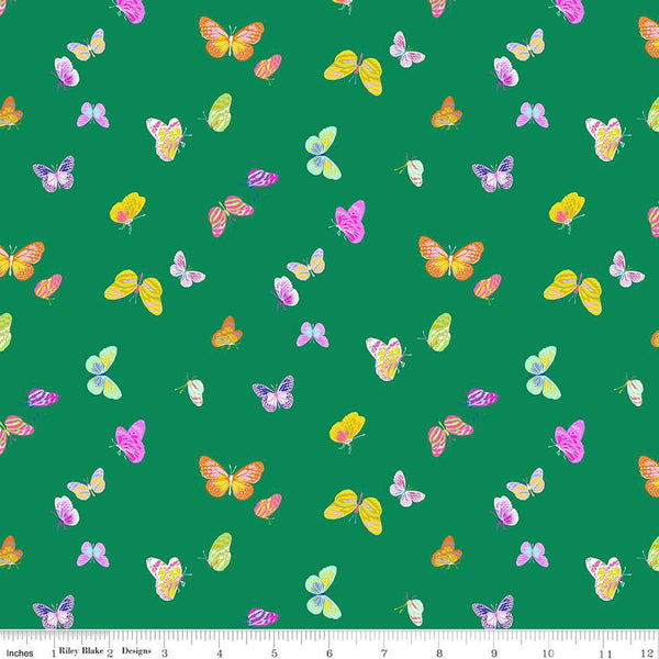Splendid by Riley Blake, Butterflies on Green