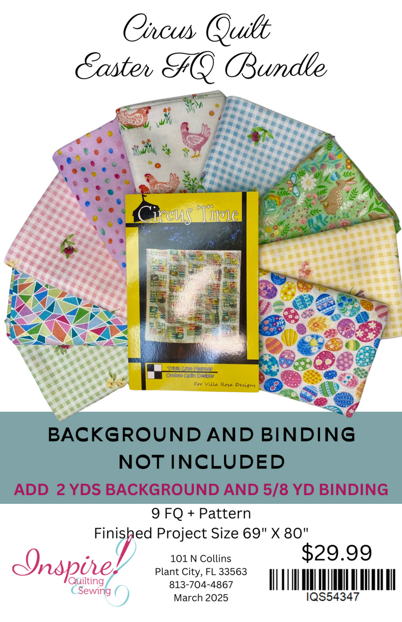 9 piece - Easter FQ Bundle with Circus Time Pattern