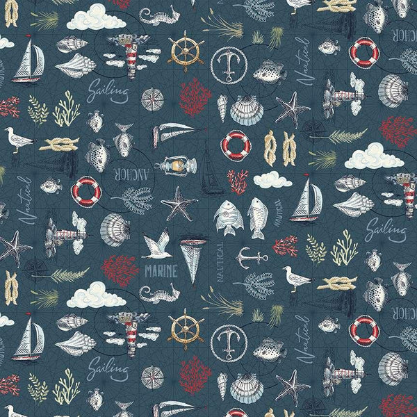 Andover/Makower, High Tide, Maritime, Dark Blue