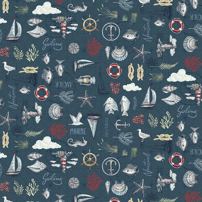 Andover/Makower, High Tide, Maritime, Dark Blue