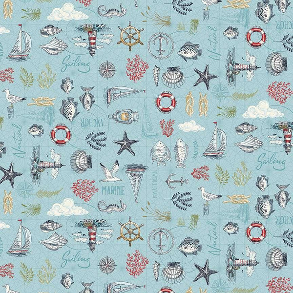 Andover/Makower, High Tide, Maritime, Light Blue