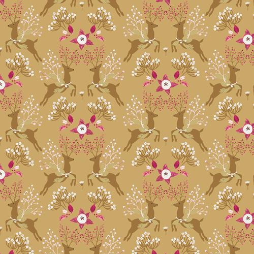 Art Gallery Fabrics, Adventale, Fawns & Flowers, Gold