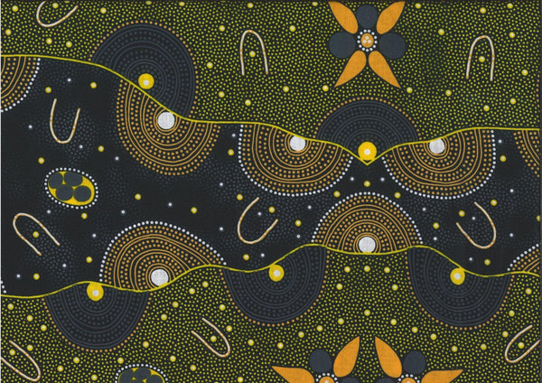 Australian Aboriginal Prints, Bush Plum, Black