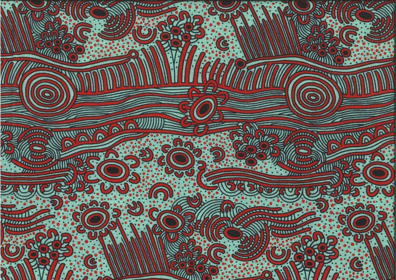 Australian Aboriginal Prints, Dreaming Bush Plum, Red