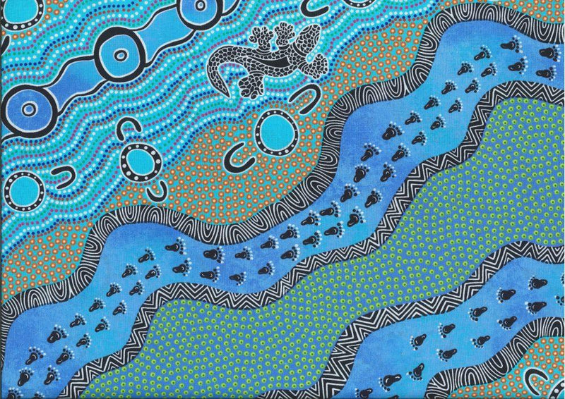 Australian Aboriginal Prints, Mulaka Hunting Blue by Heather Kenedy