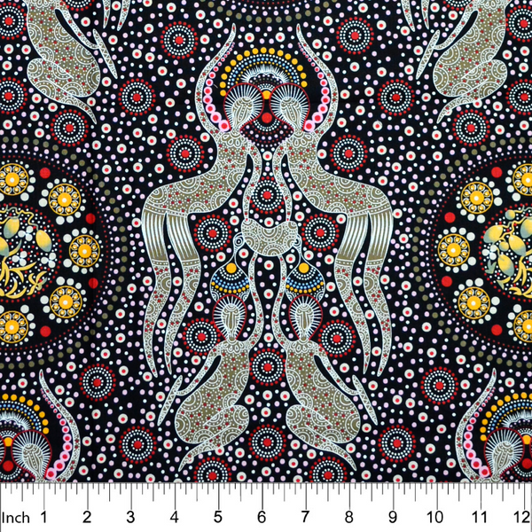 Australian Aboriginal Prints, Women Collecting Bush Food Brown by Christine Doolan