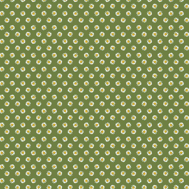 Benartex, A Prairie Heart, Dainty Daisy, Dark Fern