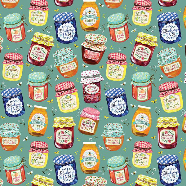 Benartex, A Prairie Heart, Jam Jars, Teal
