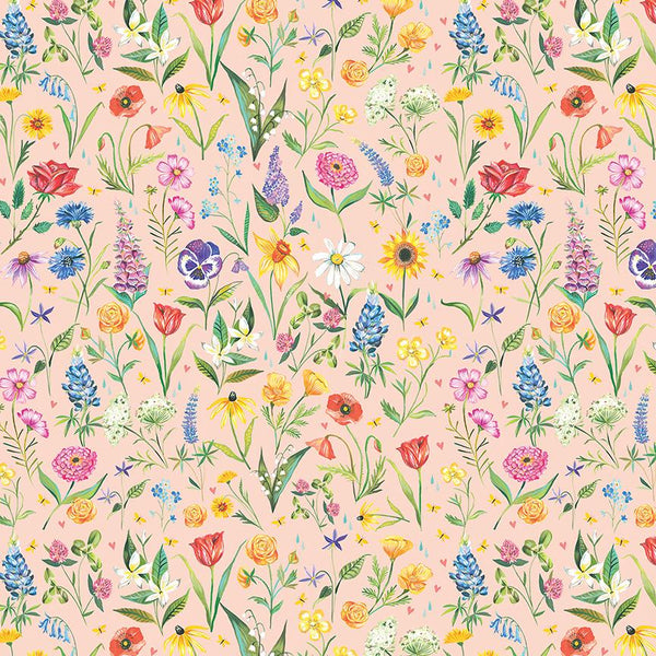 Benartex, A Prairie Heart, Meadow Flower, Pale Peach Jam