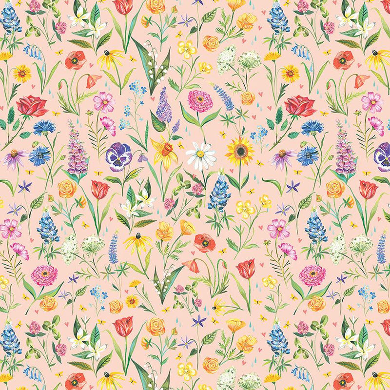 Benartex, A Prairie Heart, Meadow Flower, Pale Peach Jam