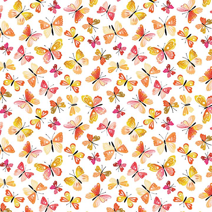 Benartex, A Prairie Heart, Rustic Flutter, Peach/`White