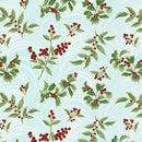 Benartex, A Winter's Day, Holly & Waves, Aqua