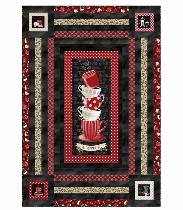 Benartex Fabric, Perfect Brew, Happy Morning Quilt Kit
