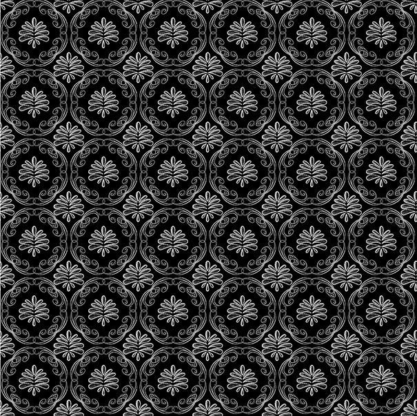 Benartex Fabric, Perfect Brew, Medallion Geo, Black & White