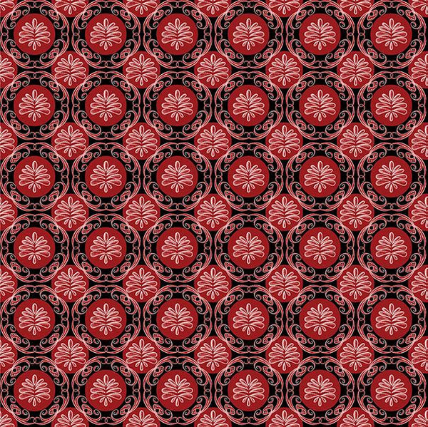 Benartex Fabric, Perfect Brew, Medallion Geo, Red