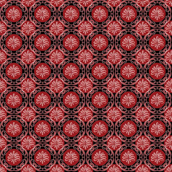 Benartex Fabric, Perfect Brew, Medallion Geo, Red