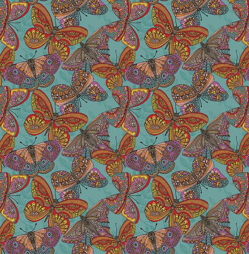 Benartex Fabric, Small Wonders, Butterfly Toss, Teal