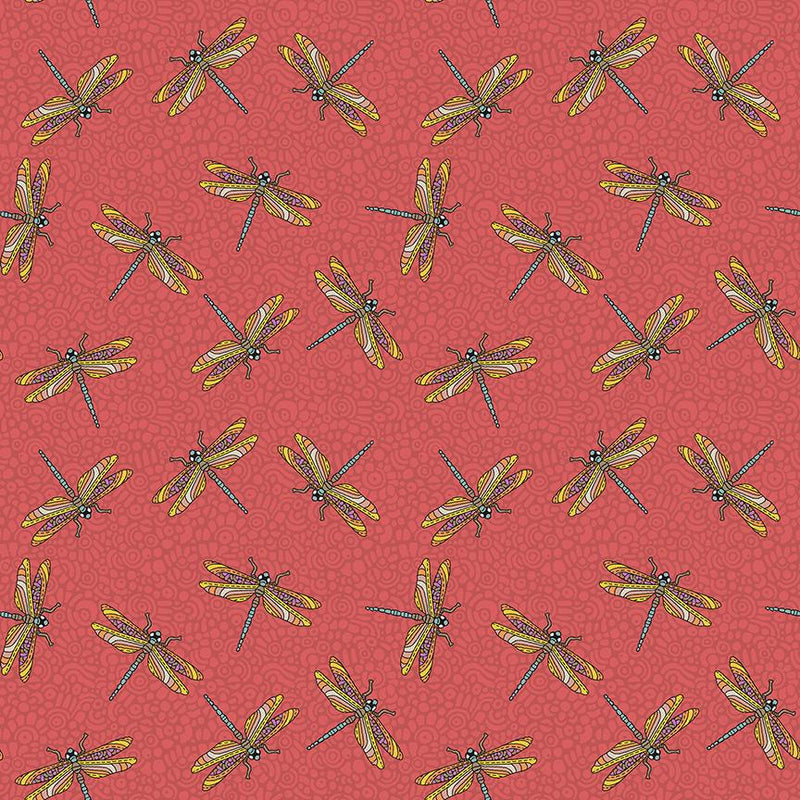 Benartex Fabric, Small Wonders, Dragonfly Wonder, Persimmon