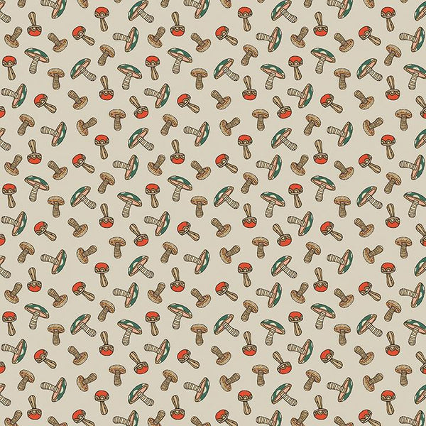 Benartex Fabric, Small Wonders, Mushroom Wonder, Sand