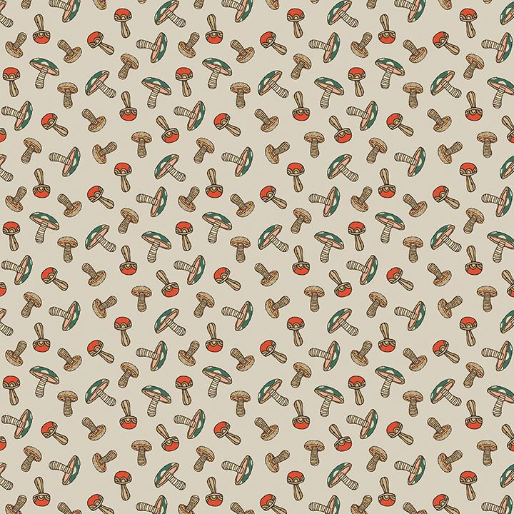 Benartex Fabric, Small Wonders, Mushroom Wonder, Sand
