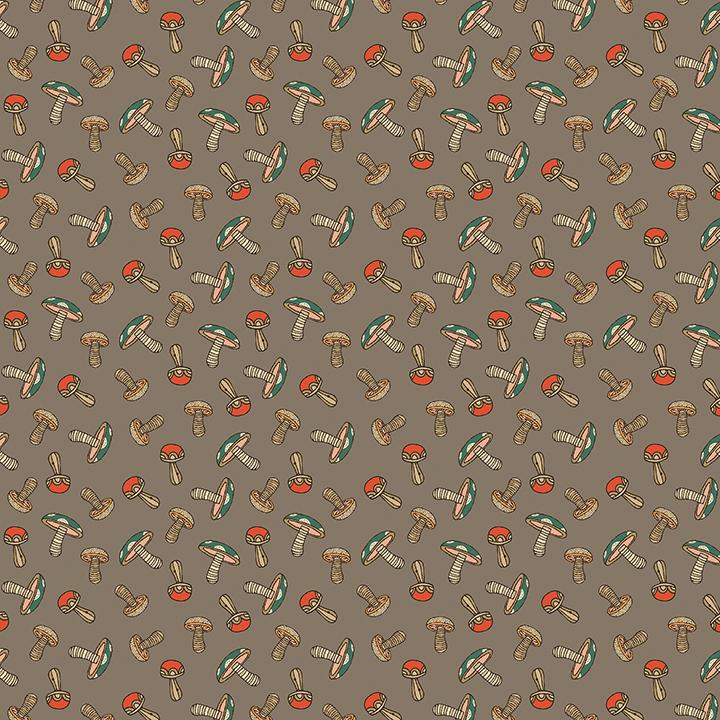 Benartex Fabric, Small Wonders, Mushroom Wonder, Taupe