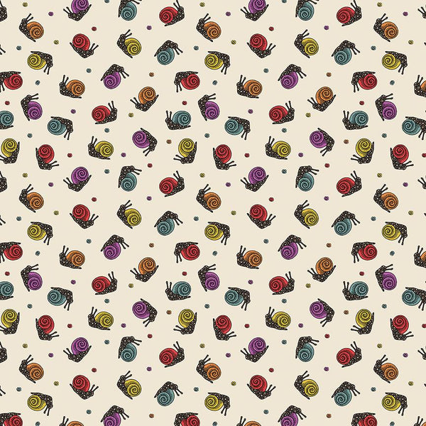 Benartex Fabric, Small Wonders, Snail Magic, Cream