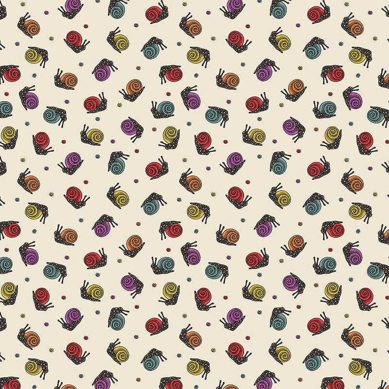 Benartex Fabric, Small Wonders, Snail Magic, Cream