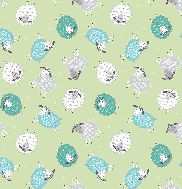Benartex Fabric, Sweet Little Lamb, Dreamy Little Lamb, Green