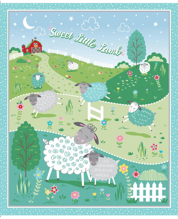 Benartex Fabric, Sweet Little Lamb, Panel 36" X 43"
