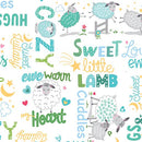 Benartex Fabric, Sweet Little Lamb, Sweet & Cozy Words, White