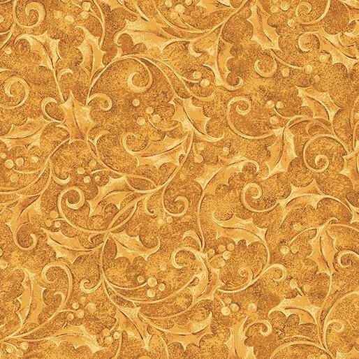 Benartex Fabrics, Star of Light, Holly, Gold