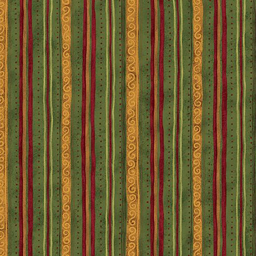 Benartex Fabrics, Star of Light, Scroll Stripe, Green