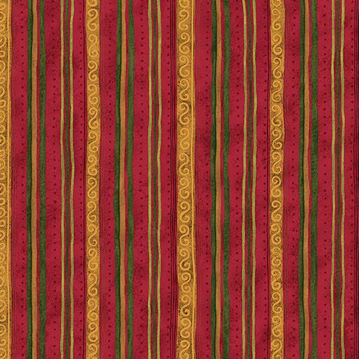 Benartex Fabrics, Star of Light, Scroll Stripe, Red