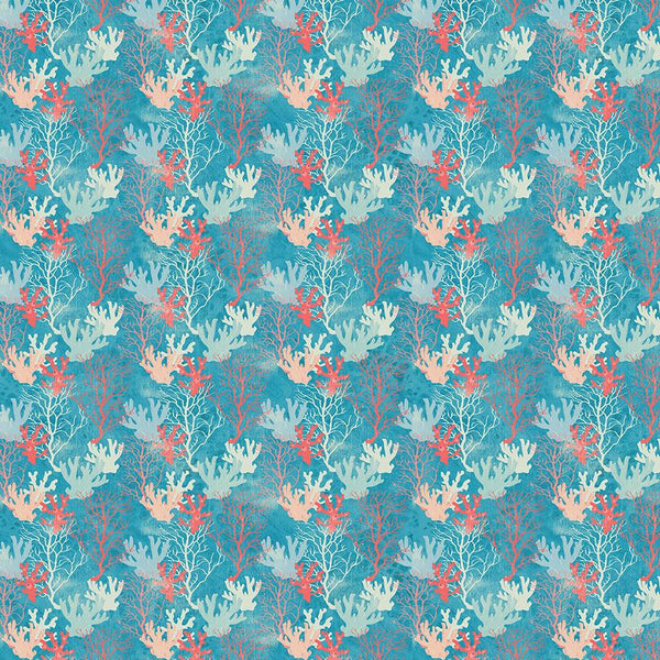 Benartex Fabrics, Under The Sea, Coral Reef, Turquoise
