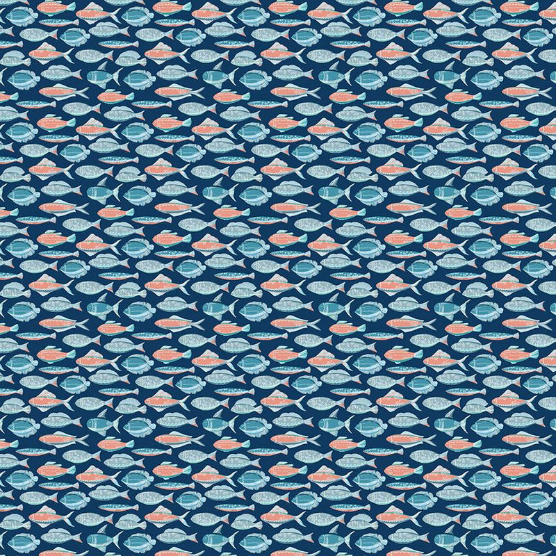 Benartex Fabrics, Under The Sea, Fish Swim, Navy