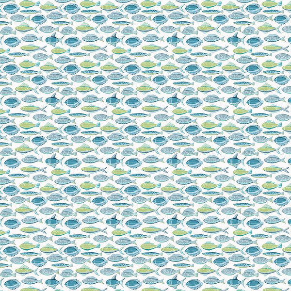 Benartex Fabrics, Under The Sea, Fish Swim, White