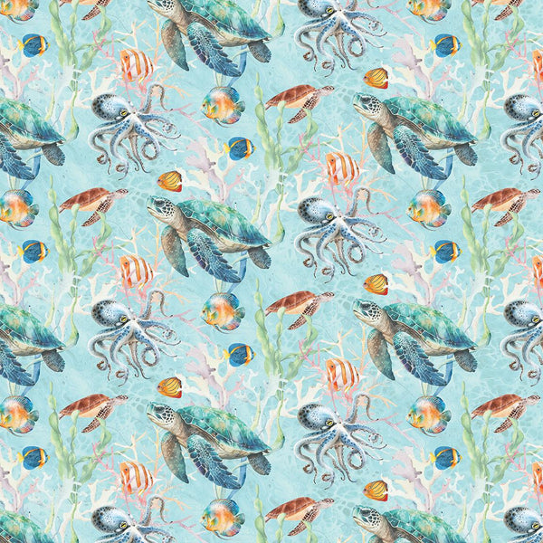 Benartex Fabrics, Under The Sea, Under Sea World, Lt Turquoise