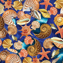 Benartex, Oceana, Shells, Wide Backing, Blue