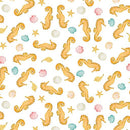 Benartex, Santas Vacation,Seahorses & Seashells, White