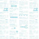 Benartex, Sewing words in Aqua on White