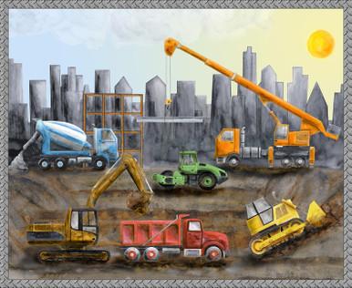 Blank Quilting, Lets Get Building, Construction Equipment Panel, 36" X 43"