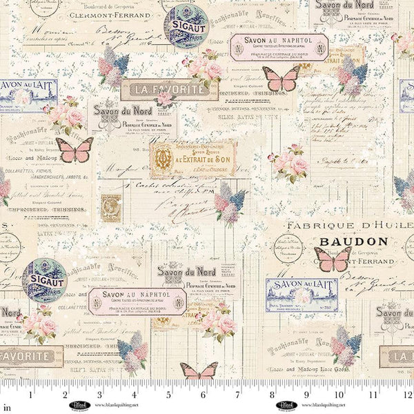 Blank Quilting, Parisian Snippets, Allover, Ecru