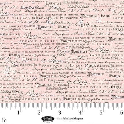 Blank Quilting, Parisian Snippets, Script Text , Pink