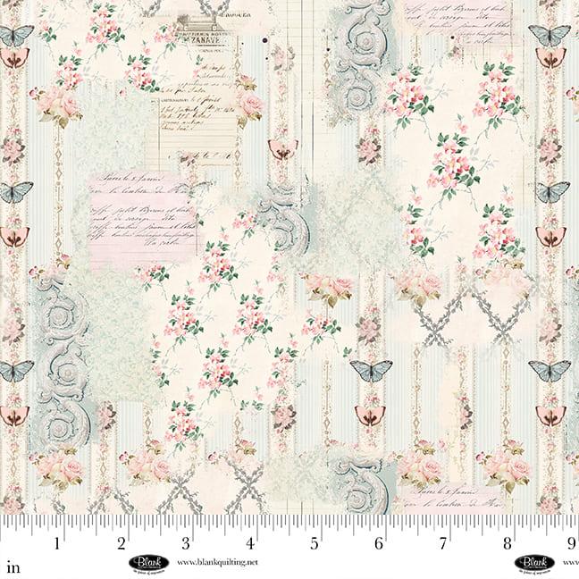 Blank Quilting, Parisian Snippets, Vintage Trellis Collage, Ecru