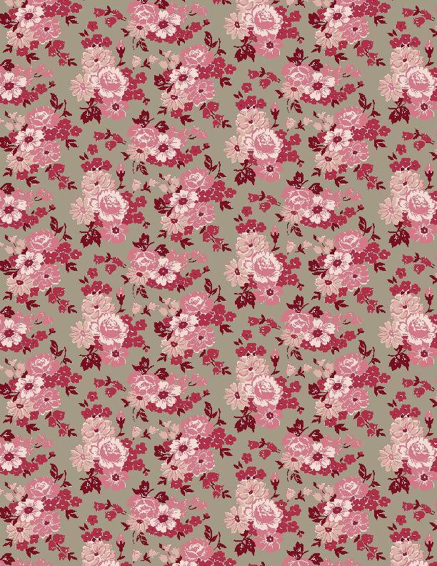 Blushing Blooms, Roses on Dark Beige