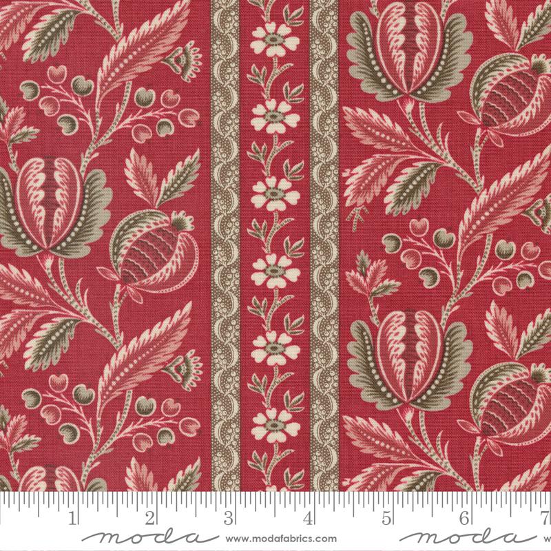 Chateau De Chantilly, Red Floral Stripe