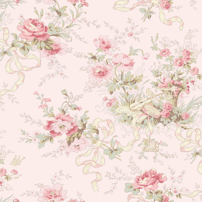 Clothworks, Charlotte, Cottage Floral, Light Pink