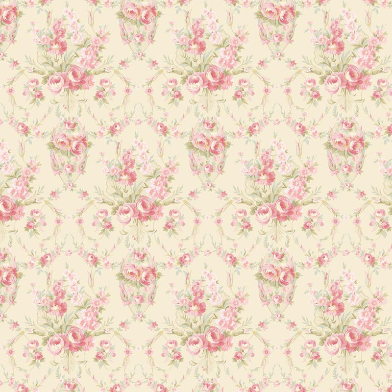 Clothworks, Charlotte, Damask, Light Cream