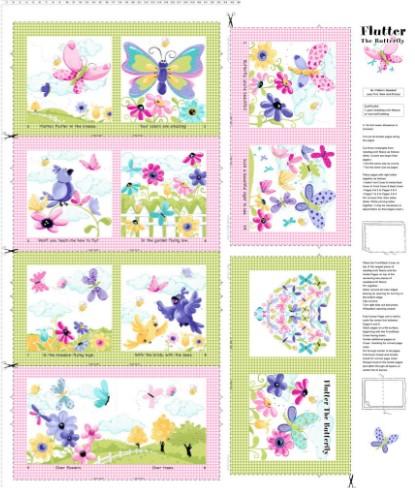 Clothworks, Flutter the Butterfly, 36" Book Panel