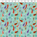 Clothworks, Lily Pond, Colorful Koi, Lt Teal